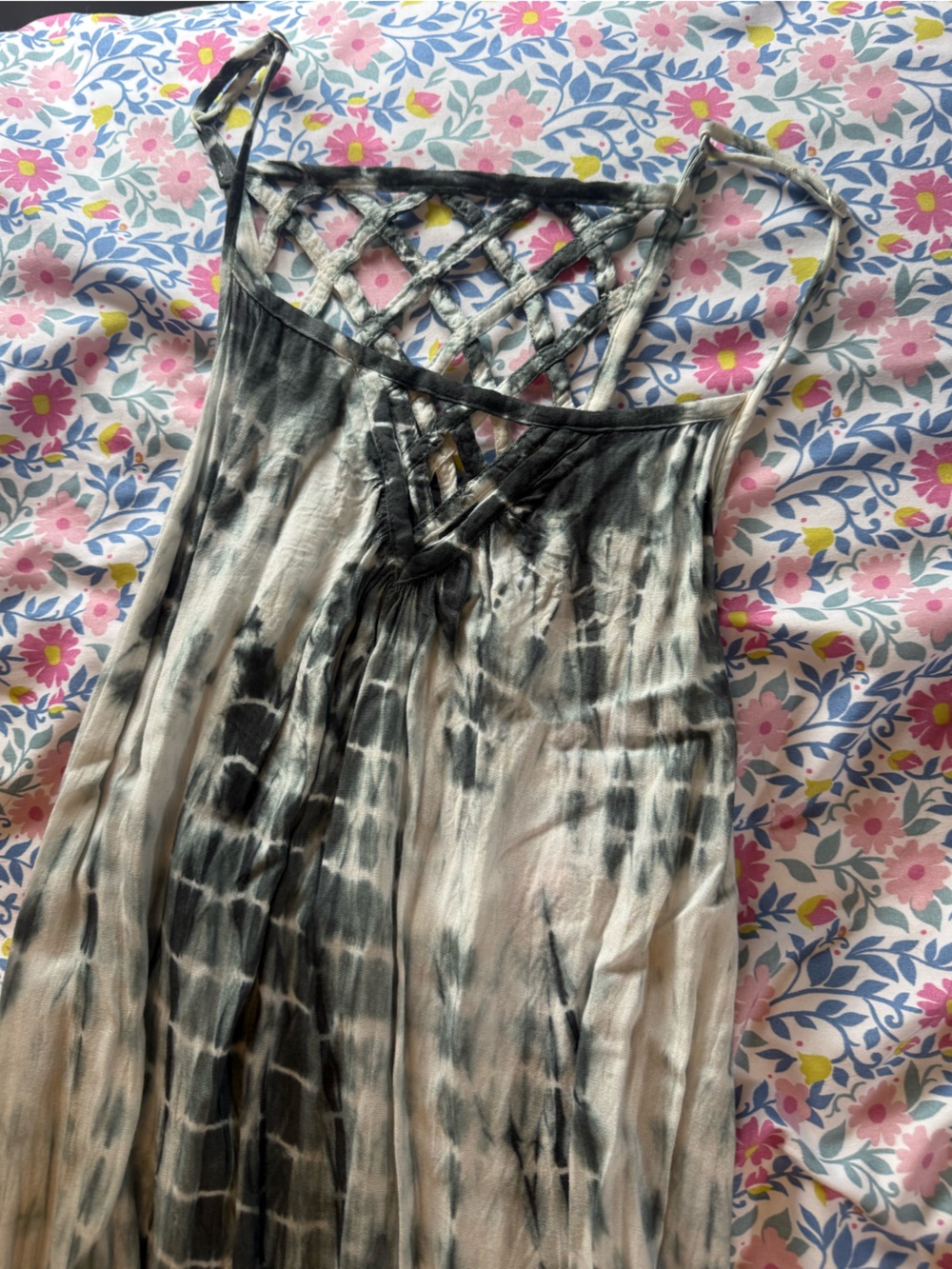 Raviya Black and Cream Tie-Dye Strap Maxi Dress